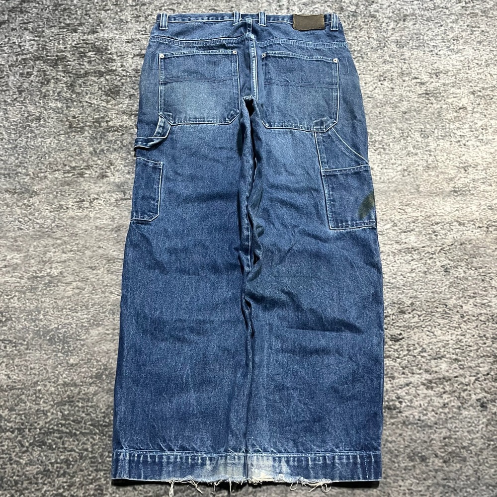 Koman Jeans Carpenter Baggy Wide Leg 34x30 Blue Distressed Skater Vintage Y2K‎